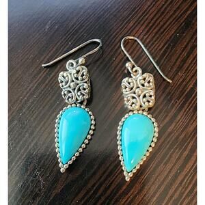 Vintage Balinese Turquoise & Sterling Silver Earrings